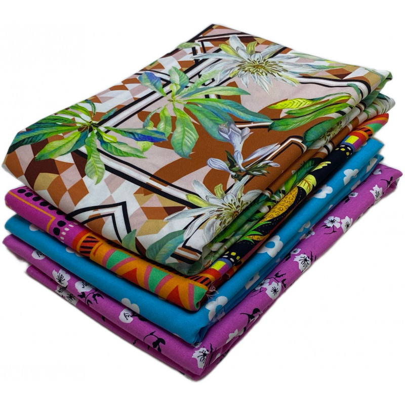 Kit de 4 Retalhos de Viscose • Retalhos de Tecidos