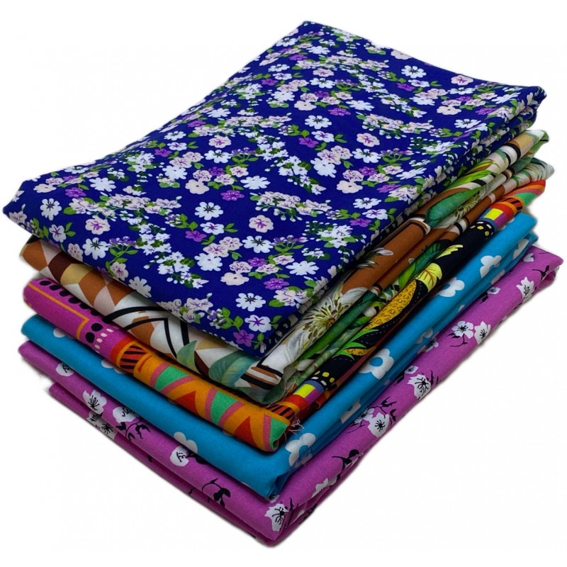 Kit de 5 Retalhos de Viscose • Retalhos de Tecidos