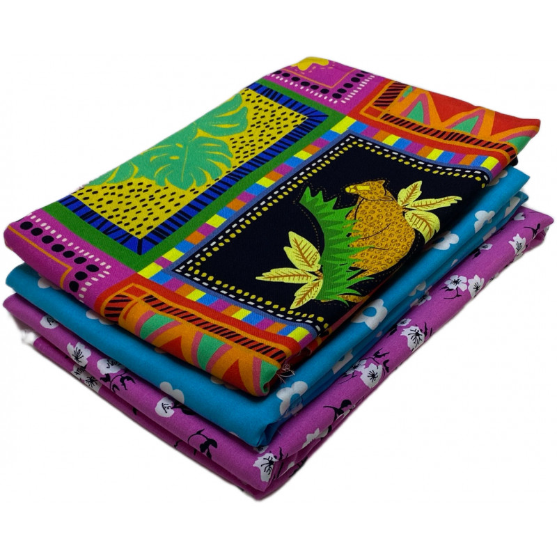 Kit de 3 Retalhos de Viscose • Retalhos de Tecidos